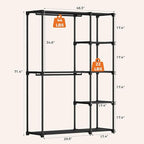 OLIXIS Portable Wardrobe Closet with Hanging Rods, 49 Inch Portable Clothing Rack with Shelves, Heavy Duty Clothes Rack, Freestanding Closet Organizer, 49" L x 15.7" W x 71.65" H