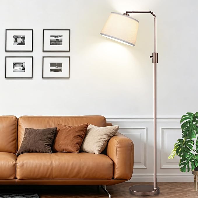 Nintiue [Upgraded] Dimmable Floor Lamp, 1000 Lumens LED Edison Bulb Included, Modern Arc Standing Tall Brown Floor Lamp for Living Room Bedroom Office Dining Room