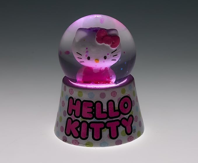 Sanrio Hello Kitty Polka Dots Mini Light-Up Snow Globe with Swirling Glitter Display | 3 Inches Tall