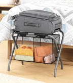 Whitmor Luggage Rack with Accessory Shelf - Black