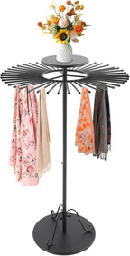 Scarf Display Stand 45-Arm Scarf Holder Organizer Freestanding Scarf Hanger 360° Rotating Rack for Home and Clothing Store (Black, 45 Rods)