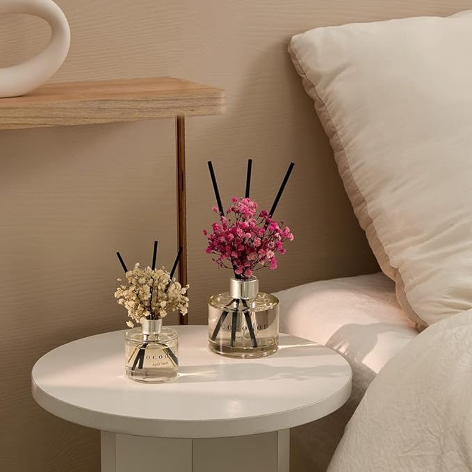 COCODOR Flower Reed Diffuser Set / 6.7oz / Garden Lavender/Scent Diffuser with Sticks Home Fragrance Oil Reed Diffuser for Bathroom Shelf Decor