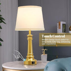 EJIAXIN Touch Lamps for Nightstand Set of 2 - Gold Table Lamp for Bedroom Dimmable Bedside Lamps with USB C+A Ports - Lamps for Night Stands Living Room End Table,2 LED Bulbs Included
