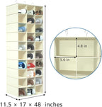 coastal rose Hanging Shoe Organizer for Closet, 30 Sections Hanging Closet Organizers and Storage Shelves Space Saving Shoe Rack Holder, Beige, 17''W×11.5''Dx 48''H