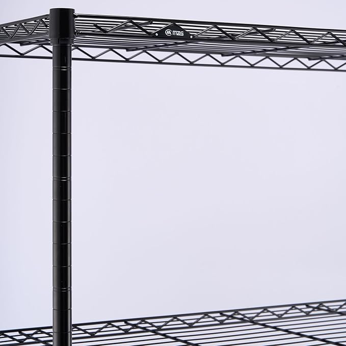 Heavy Duty Rolling Garment Rack 3 Tiers Adjustable Wire Shelving Clothes Rack with 3 Rods and Side Hooks,Storage Closet Clothing Rack Black 15.7" D x 43.3" W x 76.5" H