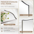 ANDY STAR Scalloped Bathroom Mirror，24"x32" Brushed Nickel Rectangle Wall Mirror with Curved Edge Stainless Steel Metal Frame, Silver Vanity Wall-Mounted Mirror for Bathroom, Entryway