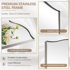 ANDY STAR Rectangle Scalloped Mirror, 24"x40" Brushed Nickel Bathroom Mirror in SUS304 Stainless Steel Metal Frame, Silver Vanity Mirror with Unique Arched Top Design