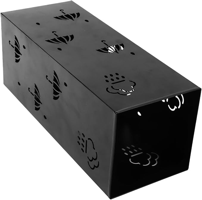 GLOGLOW Nan Metal Umbrella Stand, Carbon Steel, Stylish and Durable Umbrella Holder Bin for Entryway, Home, Office Spaces with 42x16x16cm Ornament (Black)