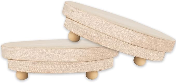 2 Pcs Wood Riser - 3.75'' Display Riser for Farmhouse Decor, Tiered Tray Decor Accessories, Round Display Stand for Home Decor, Rustic Pedestal Stand for Tiered Tray Decorations-Natural