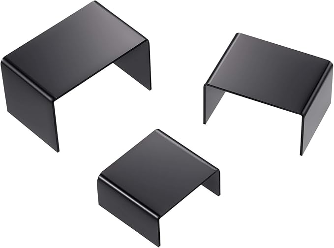 Chuangdi 2 Sets Acrylic Display Risers, Product Stand, Jewelry Display Riser Shelf Showcase Fixtures for Dessert Cupcake Candy Figure Treat Action Showcase(Black,Small Set)