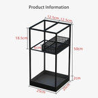 Indoor Large-Capacity Standing Umbrella Stand Commercial Metal Umbrella Holder for Entryway Corridor Entrance Umbrellas Barrel with Removable Drip Tray(Black)