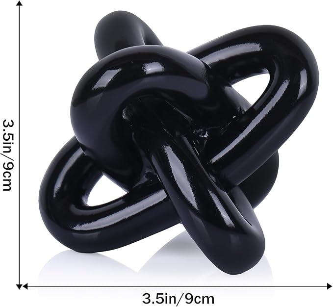 DOVDOV Black Knot Sculpture, Triple Knot Statue, Black Home Decor, Perfect for accenting Rustic-Style Coffee Tables, Living Room TV Stands, Dining Tables, and entryway Shelves.