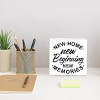 New Home New Beginning, Farmhouse Home Decor, Entryway Sign, Living Room Signs, Gift from Realtor, Housewarming Gift, Box Sign Decor Tabletop, Hallway Decoration, 5.1x5.1inches