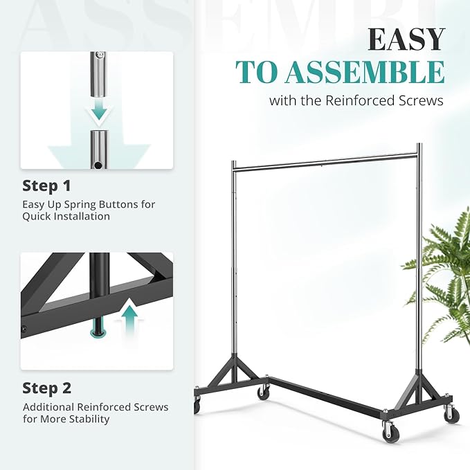 HOKEEPER Z Racks for Clothing Heavy Duty Clothes Rack for Hanging Clothes, 500LBS Commercial Hanging Rack Portable Rolling Garment Rack with Wheels Z Base