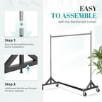 HOKEEPER Z Racks for Clothing Heavy Duty Clothes Rack for Hanging Clothes, 500LBS Commercial Hanging Rack Portable Rolling Garment Rack with Wheels Z Base