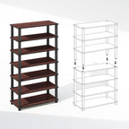 Furinno Turn-N-Tube Storage Shelves Set of 2, 4-Tier Stackable Standing Shelf, Open Corner Shelf, for Organization and Storage, Living Room, Garage, Home Office, Dark Cherry