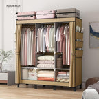 Portable Closet, 51.18" Large Capacity Clothing Storage Organizer with 3 Hanging Rods 6 Shelves 18 Side Pockets, Dustproof Sturdy Wardrobe for Bedroom Dorm Rental Apartment（Colour, Large）