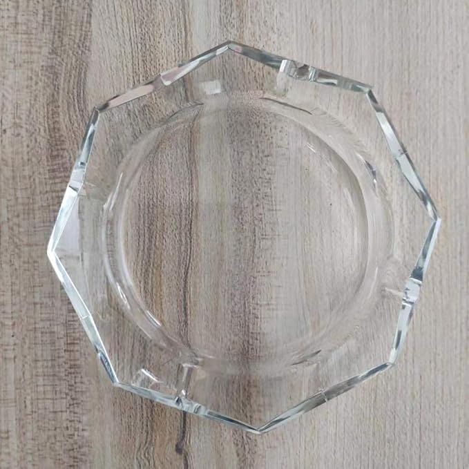 Crystal Glass Ashtray, Octagon Ash tray Cigar Cigarettes Ashtray Holder Office Home Desktop Tabletop Decoration,Crystal Clear