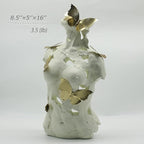 Lukitas Abstract Female Bust with Butterflies Sculpture, Aphrodite Statue, Body Figurine Art Decor, Beauty of Defects, Greek Goddess Bust Ornament for Office Living Room Desk Shelf, Beige, Resin 16"
