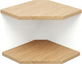 JiudunsKylight Wall Mounted Corner Floating Shelf Set of 3, with Wire Hole, 8.5/11.2/13.2 Inch Oak Shelves for Bedroom, Kitchen, Living Room, Storage and Display for Small Plants
