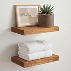 Homeforia 12 inch Golden Oak Floating Shelf, High End Solid Real Wood 12inch Small Floating Shelves for Wall Mounted, Oak Wooden 12in Floating Shelves, Heavy Duty Bracket, 12 X 6.5 X 1.75 in, Set of 3
