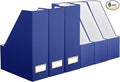 Feifeiya Magazine File Holder Set of 6 Stylish Sturdy Cardboard File Boxes Desk Organizer Beautiful Magazine Holder Rack with Gold Label Holder for Home Office Desktop Bookshelf Classroom (Navy Blue)