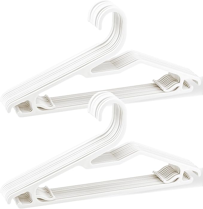 Plastic Hangers, Short Neck Hangers for Clothes, Z-Shape Shirt Hanger for Men 16.5", Flat Space Saving Blouse Hanger for Adults Suit, Hoody, Dress, Small Necked Clothing, Percha de Plástico White 20