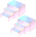 Chuangdi 2 Sets Acrylic Display Risers, Product Stand, Jewelry Display Riser Shelf Showcase Fixtures for Dessert Cupcake Candy Figure Treat Action Showcase(Rainbow Color,Small Set)