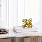 Golden Knot Statue, Three Knot Sculpture Home Decor Accents, Knot Sculptures and Statues for Rustic Coffee Table Living Room Dining Table Entryway Entrance Shelf Small Decorations and Accessories