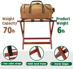 LZMS Walnut Wood Folding Luggage Rack 24.75" x 14.25" x 19.75",Luggage Stand for Guest Room,High-end Hotels, Resorts & Home | Premium Walnut Finish