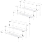 3 Tier Acrylic Display Risers, Large Perfume Organizer Stand, Clear Cupcake Stand Holder, Display Shelves for Figurines, Dessert Shelf for Party, Risers Display Stand for Decoration (2 Pack)
