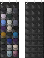 Unjumbly Baseball Hat Rack, 27 Pocket Over-The-Door Hat Organizer with Clear Deep Pockets to Display Baseball Caps Collection, Complete with 3 Over Door Hooks (Black, 27 Pockets)