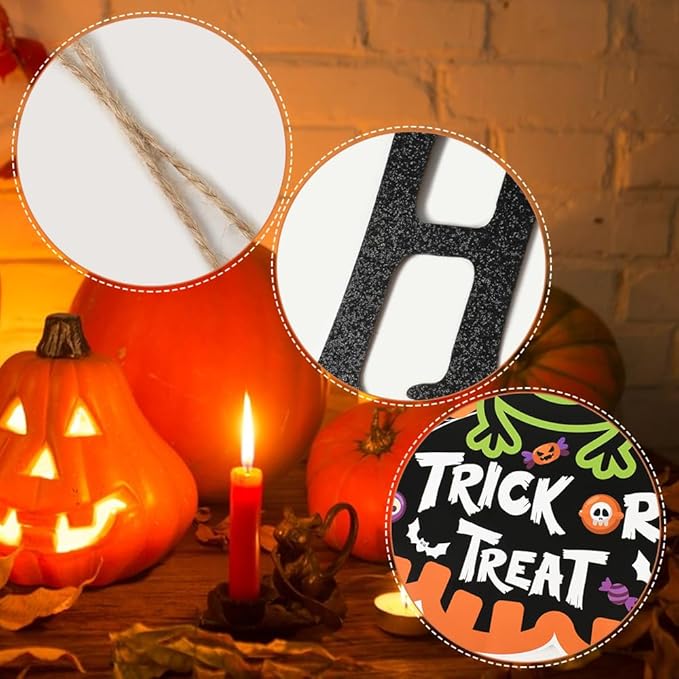 Halloween Front Door Hanger 3Pcs Halloween Wreath Hanging Sign Indoor Outdoor Wall Hanging Decoration