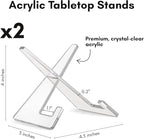 Americanflat Acrylic Easel Stand - 4" Tabletop Easel and Plate Stand - Set of 2 - Lightweight Display Holders for Photos, Cards, Frames, Books, Magazines, Albums - Home or Office Decor