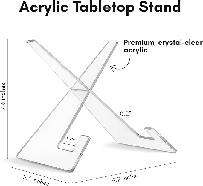 Americanflat Acrylic Easel Stand - 8" Tabletop Easel and Plate Stand - Lightweight Display Holders for Photos, Cards, Frames, Books, Magazines, Albums - Home or Office Decor