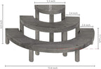 MyGift 3 Tier Cupcake Stand, Vintage Gray Weathered Solid Wood Semicircle Dessert Appetizer Stands, Tiered Platform Display Risers for Spice Jars Cosmetics, 3-Piece Set