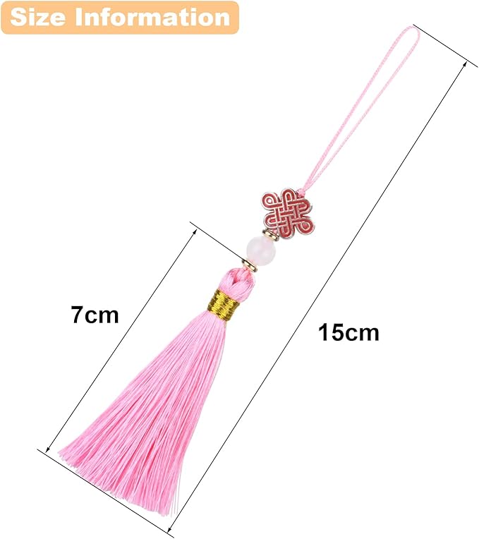 Beautyflier 24PCS Chinese Knot Tassel Pendant for Phone Case, Mini Mala Tassels with Hanging Loop, Jade Beads and Charms for Home Office Decor, Car Hanging Decoration, Graduation (8 Colors #1)