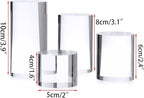 Hipiwe 4-Pack Acrylic Display Risers Figures Display Stand Holder Clear Cylinder Tabletop Jewelry Perfume Showcase Organizer for Geodes Rock Small Collectibles Display Blocks