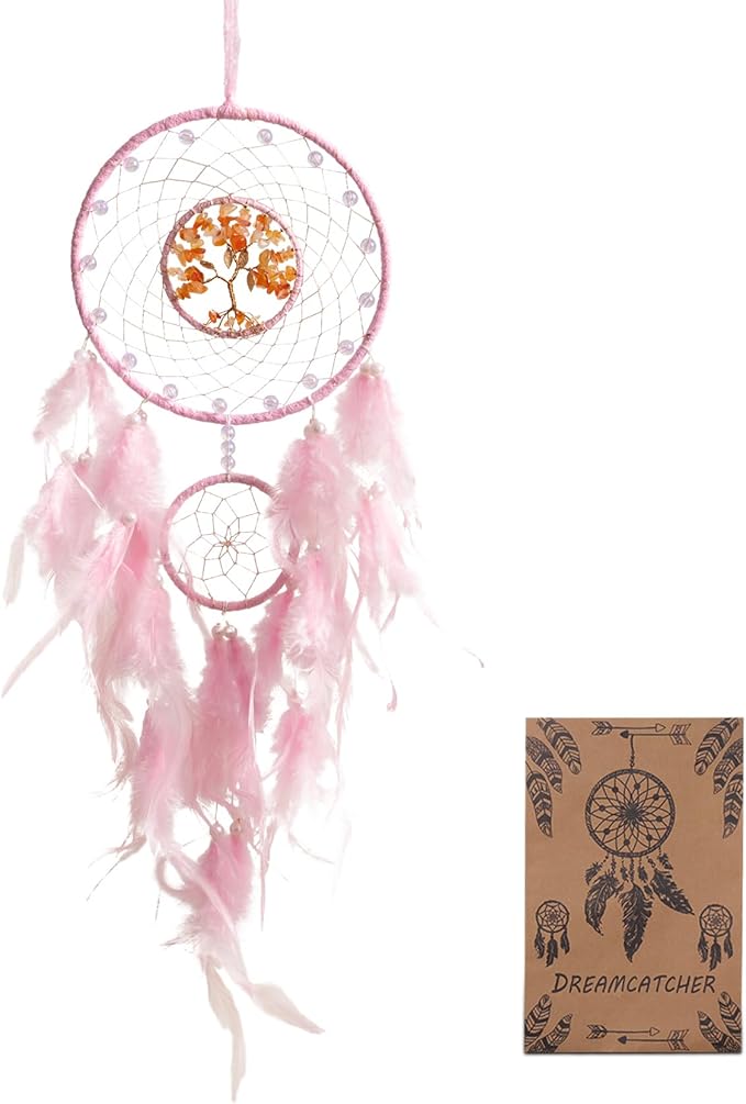 Pink Dream Catchers, Dreamocean Crystal Large Dream Catcher Boho Dreamcatcher Wall Hangings Window Decor Gifts for Adults Boys
