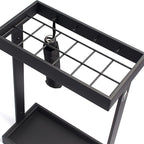 Metal Commercial Umbrella Stand Umbrella Holder, Corridor Entrance Umbrella Drain Rack for Storing 16 Umbrellas, with Mobile Drip Tray and 4 Hooks (Color : Black)