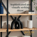 Matte Black Ceramic Vase Set - Modern Hug Donut Ceramic Vases by JAS & JAX GOODS, Minimalistic Nordic Home Decor Centerpiece for Console Tables, Living Room, Bookshelf, or Fireplace Mantel