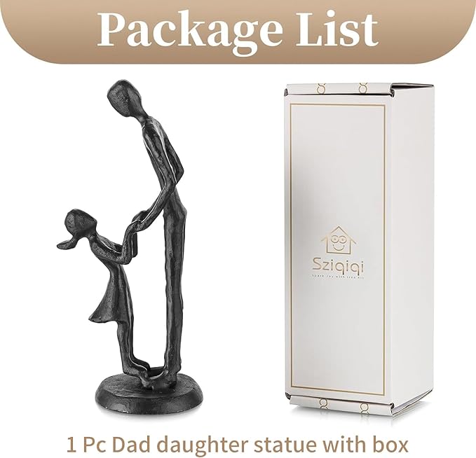 Sziqiqi Figurines Gifts for Father - Dad Daughter Iron Statues Father Daughter Love Sculpture Decoration for Fathers Day Wedding Christmas Birthday Gifts for Dad for Son Husband