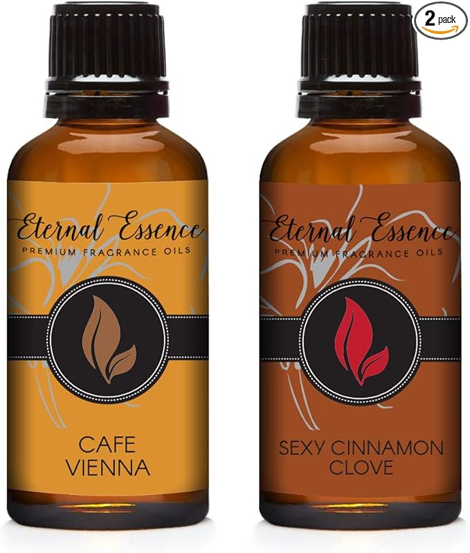Eternal Essence Oils 2 Pack 30ml Premium Fragrance Oil - Café Vienna & Sexy Cinnamon Clove - for Candle, Soap Making, Aromatherapy, Diffusers, Home Care, & Humidifiers