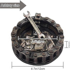 Unique Motorcycle Chain Ashtray with Wrench & Bike Motif-Perfect Fit for Biker Bars, Harley Mechanics Shops and Smoking Rooms Decor As Unique for Men or Smokers(Motorcycle Ashtray)
