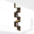 Furinno Rossi 5-Tier Floating Corner Shelf for Wall, Corner Zigzag Shelf Wall Mounted, Radial Wall Mount Shelves, for Home Office, Living Room, Bedroom, Bathroom, Columbia Walnut