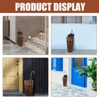 PRETYZOOM Wooden Umbrella Stand with Cane and Fan Storage Vintage Style Organizer for Entryway Natural Wood Design Capacity Space-Saving Home