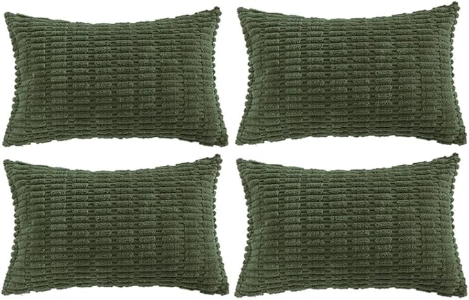 Fancy Homi 4 Packs Decorative Throw Pillow Covers for Living Room Couch Bed, Modern Farmhouse Boho Home Décor Accent Cushion Case, 24" x 14", Olive Green