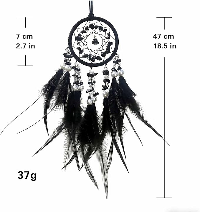 Mini Dream Catcher for Car Rear View Mirror Accessories,Handmade Small Dream Catchers Boho Car Charm Interior Decor（Black）