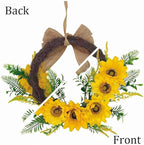 18 Inch Sunflower Wreath for Front Door, Artificial Spring Wreath with Bright Sunflowers and Bow for All Seasons Indoor Outdoor Wall Window Office Farmhouse Entryway Decor