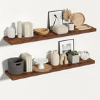 Vivelove 55x12 Floating Shelves, Deep Floating Shelves for Wall with Invisible Brackets, for Living Room Bedroom, Farmhouse Rustic Shelves Home Decor, Set of 2, Rustic Brown